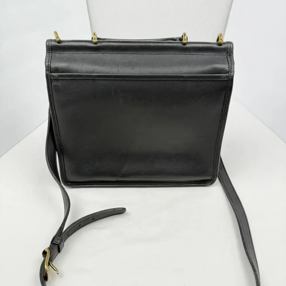 Vtg Coach Willis Satchel Bag 9927 Black Leather Crossbody 90s Preppy Minimal
